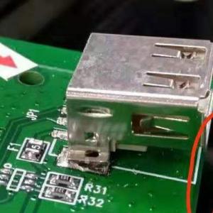 USB warps up after reflow, how to solve it? USB warps up after reflow, how to solve it?